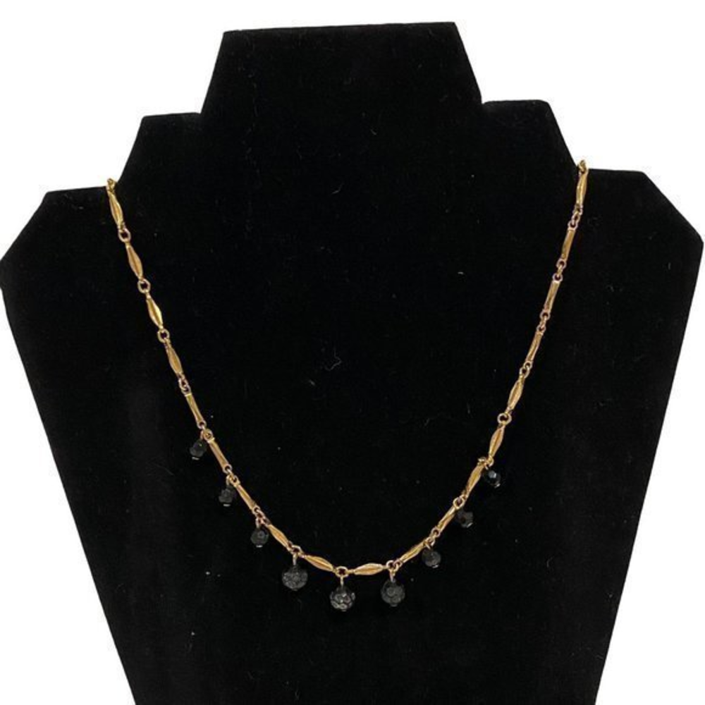 Premier Designs Gold Tone‎ Necklace with Black Beads